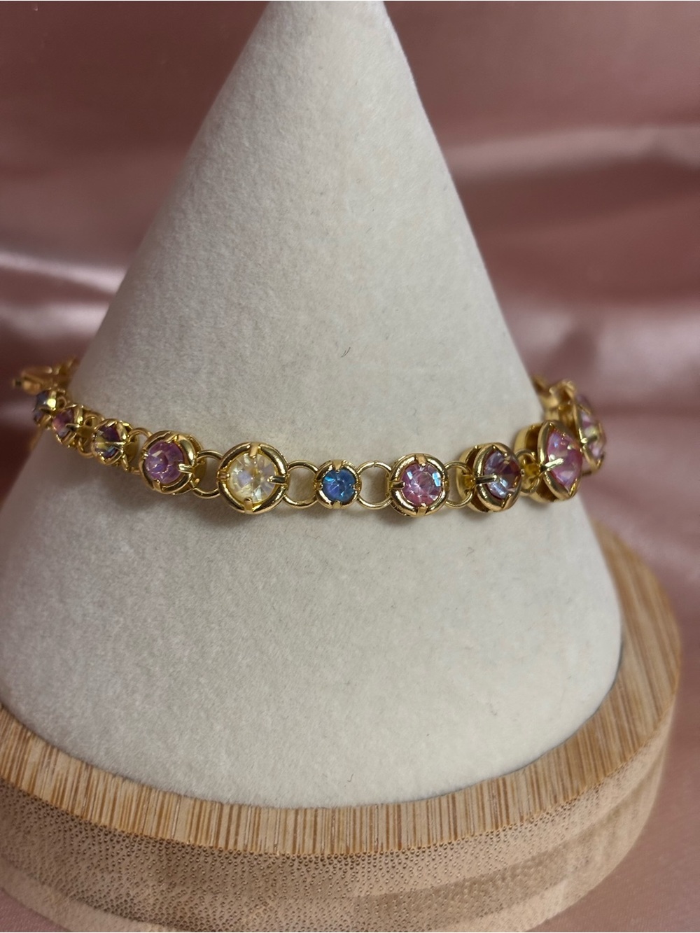 Gold Tone Multicolor Crystal Link Bracelet - Women Jewelry